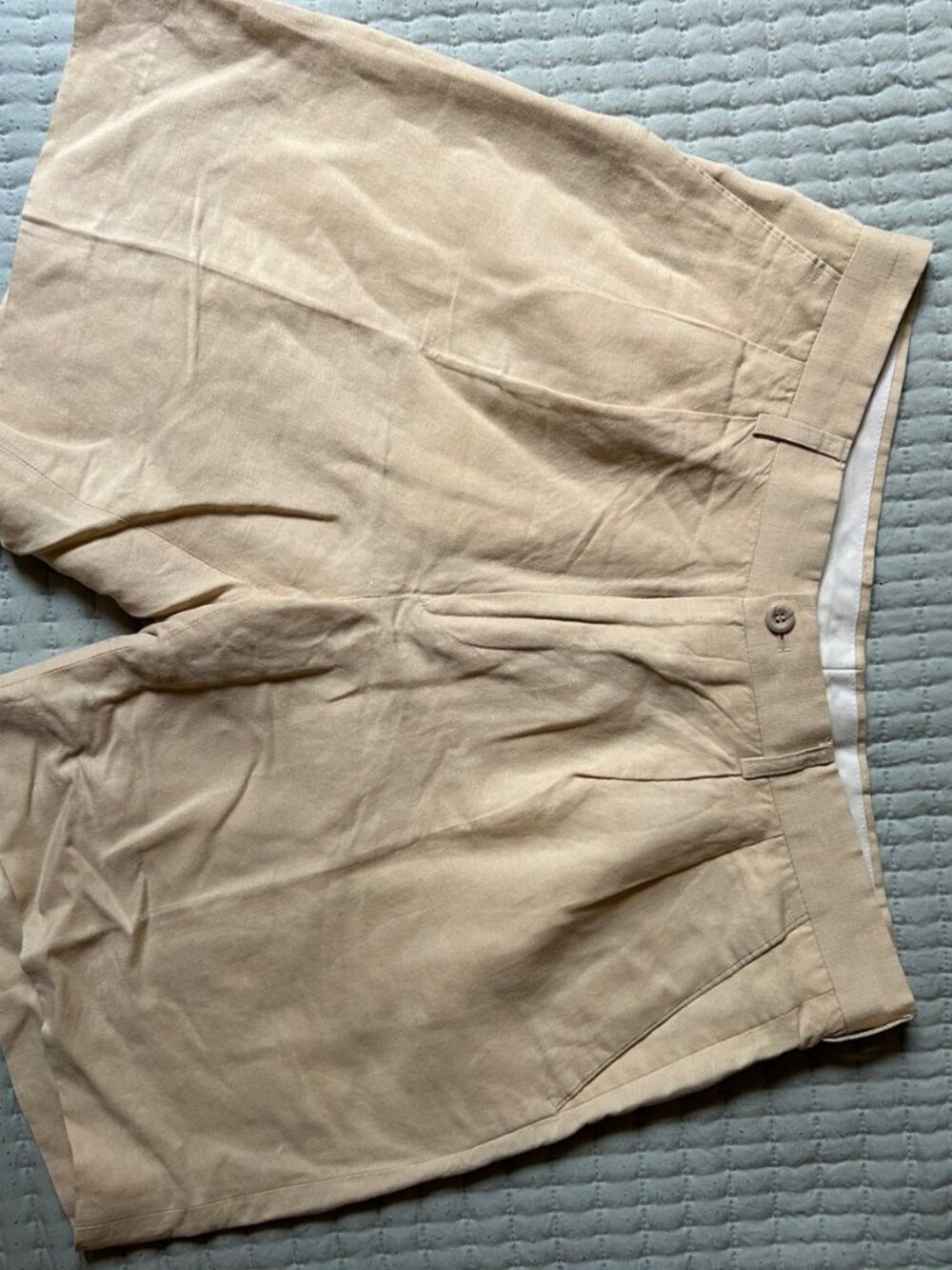 Linen Blend Tan Shorts 55% Linen Size 34